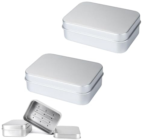 2 Pcs Soap Dish with Lid, Reusable Soap Box, Portable and Beautiful Soap Tin, Soap Dish Suitable for Home/Bathroom/School/Travel/Storage Box/Candy/Earrings/Keys
