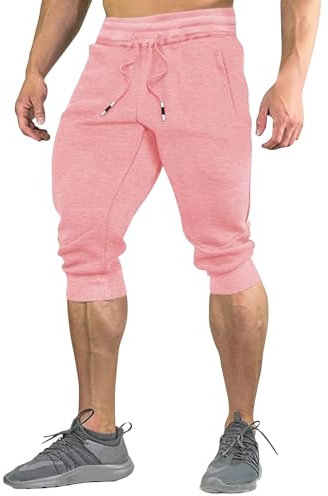 Short De Sport Homme Short De Sport Homme Respirant Short De Course Séchage Rapide Pantalon Court Gym Fitness avec Poche Zippé 2024 Short Basket Short Jogging Short De Basket Rose M