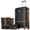 Joyway Kofferset Rollkoffer Koffer von ABS Hartschalen Erweiterbar Trolley Kofferset mit TSA Schloss und 4 Zwillingsrollen Der Handgepäck Sets Enthält 1 Reisetasche und 1 Kulturbeutel Schwarz 66cm