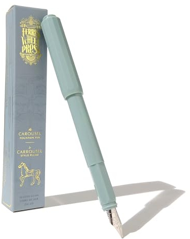 Ferris Wheel Press , Carousel Fountain Pen, Acrylic blend body, Air-sealed click locking cap, Seaside Glass, Green, Fine Nib