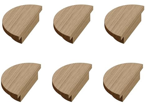 Sossai Holz Möbelgriffe aus Eiche | GAH02 | Lochabstand 20mm, Durchmesser 80mm, 6 Stück