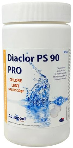 Chlore Lent Pastilles 20G pour Piscine - Traitement avec Action permanente sur Le taux de Chlore/Traitement Stabilisé, désinfection et Anti-algues/Produit pour Entretien Eau Piscine (1KG)