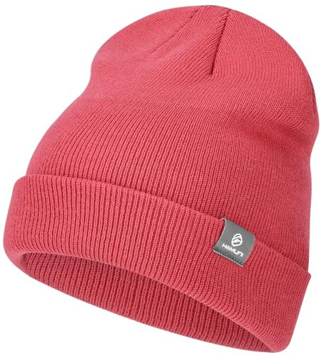 HAMUNI Beanie Mütze für Herren Damen Winter Warme Beanies Unisex Klassische Wintermützen Strickmütze Dehnbare Weiche Acryl Beanie Hat Vintage Einfarbig Strickmütze (Rot)