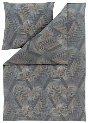 ESTELLA Feinflanell Bettwäsche Levico Graphit 1 Bettbezug 155 x 220 cm + 1 Kissenbezug 80 x 80 cm