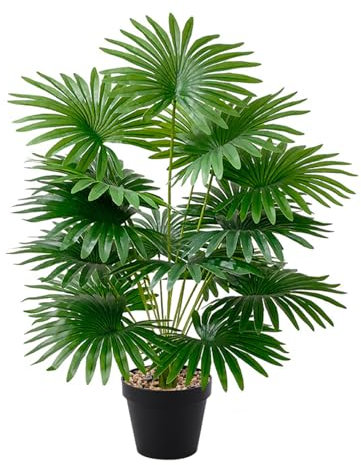 NIBESSER Pianta Finta da Interno 82 cm Pianta Artificiale da Esterno Grande Alta Palma Areca Artificiale con Vaso in Plastica per Decorazioni Casa Soggiorno Camera da Letto Balcone