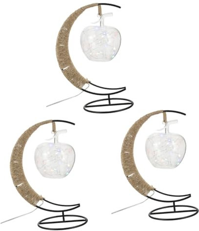 HOMSFOU 3st Apfelsternlaterne Led-nachtlampe Led-nachtlicht Kaminsims Lichter Nachtlampe Für Schlafzimmer Mond Schreibtischlampe Weiße Lichter Nachtlicht Eid Nacht Led-lampe Glas
