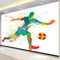 Papier Peint Panoramique Style De Griffonnage De Joueur De Football Poster Mural, Bleu Peinture Murale pour Salon Chambre Chambre d'enfants Restaurant Décoration Murale 350x256 cm