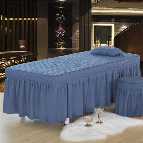 Massagebettbezug mit Gesichtsloch, waschbares Spa-Couch-Laken für 90 cm Massageliege, Schönheitsbezug mit Rock, Rundum-Wickel (80 x 190 cm)
