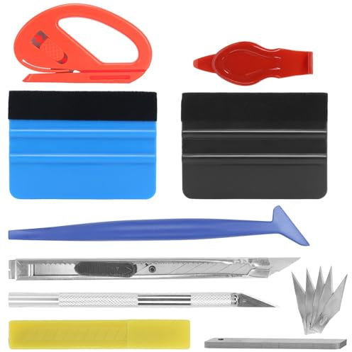 Zythrem 22 pcs Kit di Attrezzi di Installazione di pellicole Kit Wrapping Auto Spatola per Pellicole Adesive Coltello Multiuso Racla in Feltroper Vetri per Auto, Pellicola Oscurante Vetri Auto