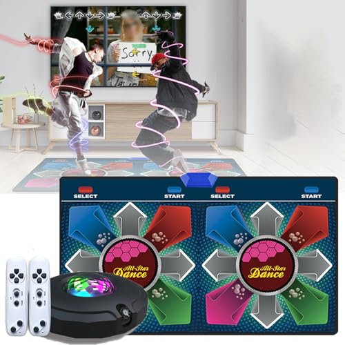 LJLAO AR-Tanzmatte, Tanzmatte Mit HDMI-Schnittstelle, Somatosensorisches Familiensportspiel, Mit Zwei Kabellosen Griff-Controllern, Wasserdichtem PU-Material, Geeignet Für Kinder,A