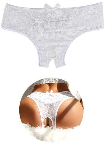 ohyeahlady String Ouvert À l'entrejambe Femme Dentelle Grande Taille | Culotte Fendue Dentelle,String Ficelle ,Tanga Chic,Ceinture Elastique, Tenue Hot,Lingerie Ouverte,Sous-Vêtements,1/2/4Pcs