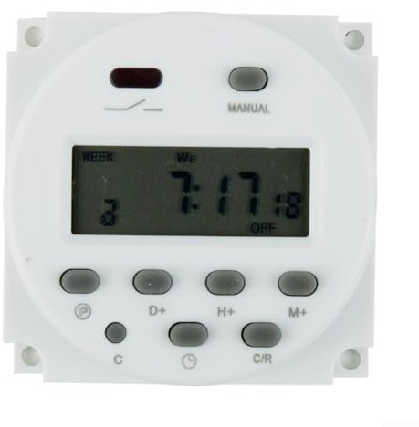 Minuteur programmable LCD numérique 12 V 16 A, convient pour CC/AC, lampes, chauffe-eau, avec connecteurs de fils et couvercle étanche (A)