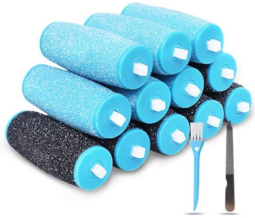 14PCS Replacement Roller Compatible with Foot File,Extra Coarse Replacement Roller Refill Heads with Nail File,Brush,Roughness Replacement Heads for Electric Foot File Pedicure Hard Skin Remover