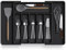 Nestiva Expandable Cutlery Drawer Organizer – Adjustable Kitchen Utensil Tray for Silverware, Flatware, Spoons, Forks, and Knives – Compact, Large Size, (Black & Grey) (Black)