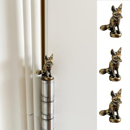 3 Pcs Brass Fox Hinge Heads Decorative Topper, Magnetic Hinge Head Toppers | Fun Fox Gifts for Women Mom Grandma Wife, Vintage Fox Statue Door Hinge Head Home Decoration