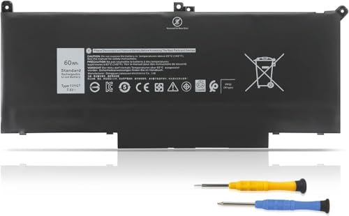 7.6V 60WH F3YGT Laptop Battery Compatible for Dell Latitude 12 7000 7280 7290 13 7380 7390 P29S002 14 7480 7490 P73G002 DM3WC 0DM3WC DM6WC 2X39G KG7 VF V49 12 UK