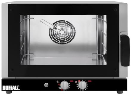 Buffalo Convection Oven with Humidity, 4 x GN 1/1, Three Phase | Delivers rapid, even heat distribution across multiple versatile shelves built for heavy-duty daily cooking.