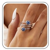 Inateannal Anelli Boho Del Malocchio Anello Aperto Regolabile Anello Blu Occhio Turco Anelli Vintage Aperto Nocca Dito Gioielli Per Le Donne