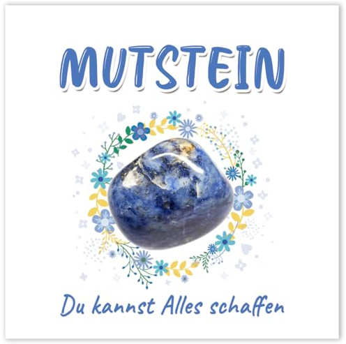 RFBEUTEL Einschulung Geschenk Glückssteine Jungen, Mutstein 2026 Einschulungsgeschenke Geschenk Schultüte Füllung Schulanfang Glücksbringer mit Grußkarte Geschenkbox Blau