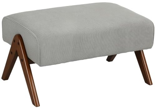 HOMCOM Tabouret Bas Repose-Pieds Salon en Velours côtelé Gris Clair