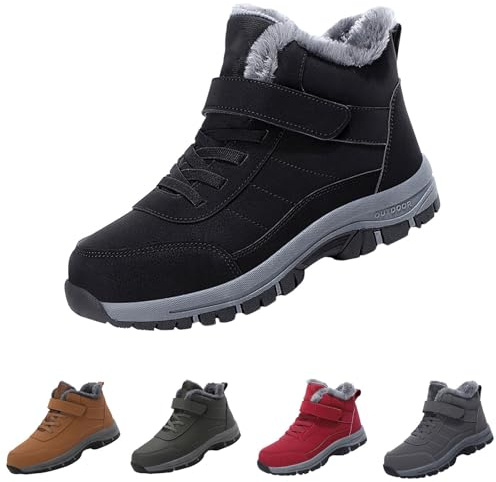 LinRim Winter Shoes Men Women Snow Boots Cotton Shoes Winter Boots Ankle Boots Warm Lined Snow Boots Ergonomic Winter Boots Pain Relieving Warming Unisex, Black (black B), 7 UK