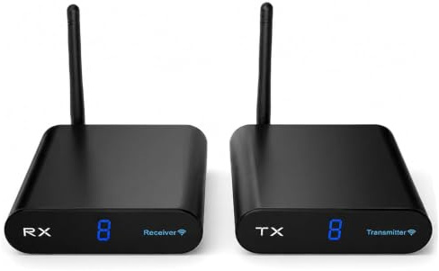 Wireless AV Sender Transmitter Receiver, Plug and Play (1TX+1RX) | 2.4GHz 8 Channel Sound Video Sender, 200m Long Distance Transmit, Prevent Interference, TV Adapter Converter Extender Kit