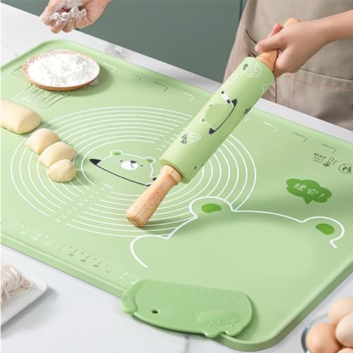 ERYUE Rouleau à Pâtisserie Multifonctionnel, Rouleau de Pâte à Pâtisserie avec Poteau étendu pour Gâteau de Cuisine Domestique (Vert)