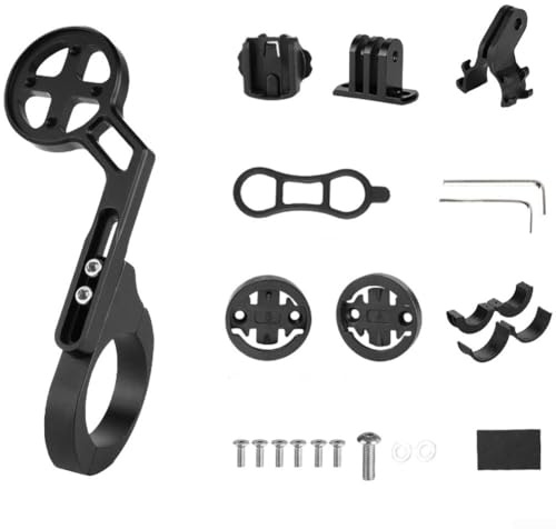 Fahrradhalterungs-Set für Garmin und Bryton Fahrradcomputer mit Aluminiumlegierung, unterstützt Licht, Kamera und Taschenlampen-Zubehör (gebogen)