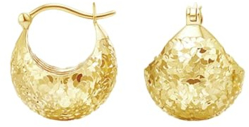 Beydodo Damen Ohrringe 585 Gold, Creolen Kugel mit Pailletten Ohrringe Creolen Hochzeit Echtschmuck