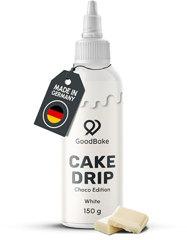 GoodBake Cake Drip Choco 150g Weiß | Schokoglasur zum Dekorieren | Kuchenglasur zum Verzieren von Torten, Cup Cakes & Keksen, glutenfrei, Tortendeko Made in Germany