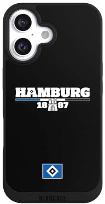Handyhülle für Apple iPhone 16 Hülle kompatibel mit MagSafe Silikon Case Schwarz HSV Hamburg Offizielles Lizenzprodukt