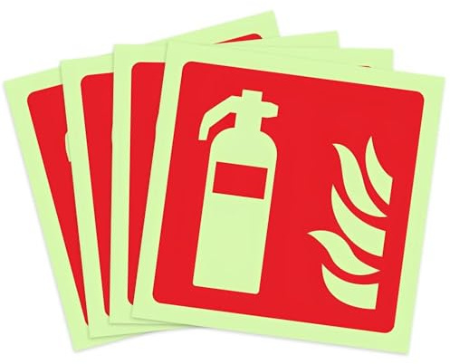 4 PCS Cartello Estintore Adesivo 15 X 15 CM,Segnaletica Adesiva Estintore,SZMK Fire Extinguisher Sign,Cartelli Segnaletica Sicurezza Estintori,Segnaletica Antincendio per Casa, Ufficio, Ospedale