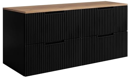 3E 3xE living.com Badezimmerschrank, Schwarz/Craft-Eiche, 160 (2 x 80) x 58,6 x 46 cm