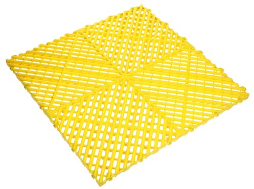 TINEASUR Tappetino per Doccia Antiscivolo in Pp Giallo, Piastrella Quadrata Drenaggio, Facile Rimozione Detriti, Comodo da Camminare a Piedi Nudi, per Autolavaggio