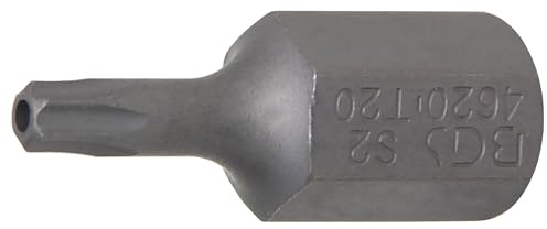 BGS 4620 | Bit | T-Profil (für Torx) mit Bohrung T20 | Länge 30 mm | Antrieb Außensechskant 10 mm (3/8) | Chrom-Vanadium-Stahl