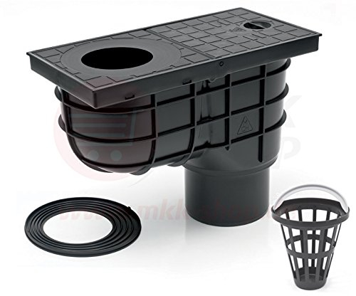 Senkrechter Regensinkkasten Ø 125 mm schwarz Rückstauklappe Rückstauverschluß (MKK325F) Geruchsklappe Regenrohrablauf Dachrinnenablauf Sieb