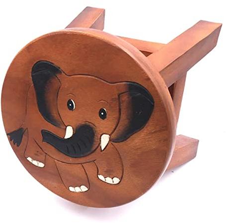 ROMBOL Handgefertigter Kinderhocker, Holz, Kinderhocker:Elefant