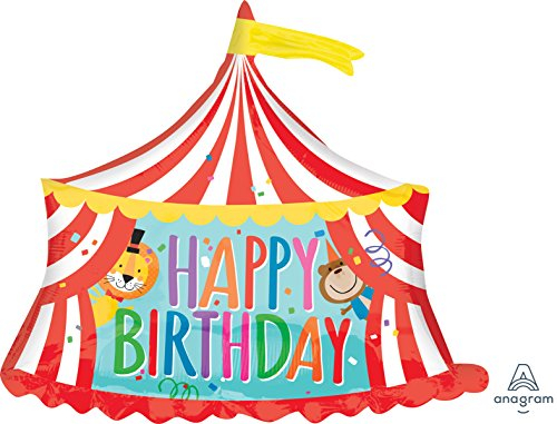 amscan 3565901 Happy Birthday Zirkus Zelt Folienballon 1 Stück, Farbe
