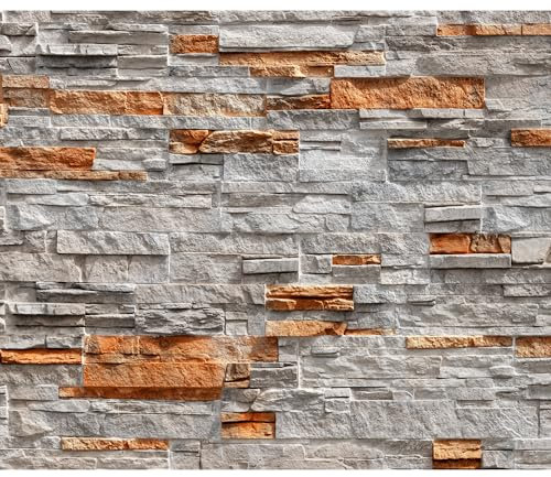 decomonkey Fototapete selbstklebend Steinwand Stein 343x256 cm XL Selbstklebende Tapeten Wand Fototapeten Tapete Wandtapete klebend Klebefolie Steinoptik Mauer Ziegel