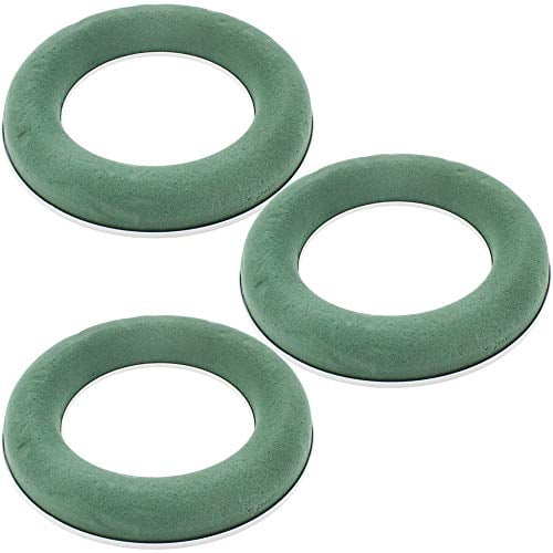 com-four® 3X Steckmasse für Blumengestecke in Ringform - Steckschaum für Frischblumen - Steckschwamm zum Basteln für Hochzeit, Ostern und Geburtstag (03 Stück - Ring)