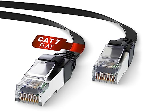 Mr. Tronic Flat Cat 7 Ethernet Cable 10m, High-Speed LAN Ethernet Network Cable with RJ45 Connectors, 10m Cat7 Internet 10 Gbps, ADSL Patch, SFTP (10 Meters, Black)