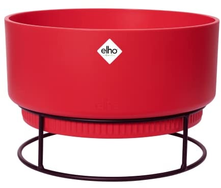 Elho B.for Studio Coupe 30 - Pot De Fleurs pour Intérieur - Ø 29.5 x H 19.1 cm - Rouge/Rouge Brilliant