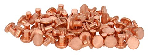 MroMax Lot de 200 rivets en cuivre à tête plate de 2,5 mm de long et 3 mm de diamètre