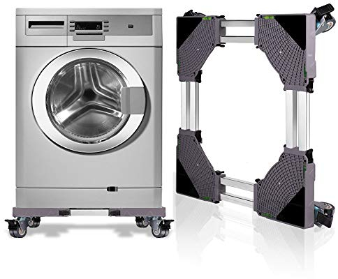 KELIXU Movable Adjustable Base Double Tube Multi-functional with 4×2 Locking Rubber Swivel Wheels Mobile Case Roller Dolly for Washing Machine,Dryer & Refrigerator