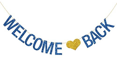 Banner mit Aufschrift „Welcome Back“, „Welcome Home“, „Home Homecoming Day“, „Back to School“, „Ruhestand von der Arme“, Partydekoration (Königsblau 2,1 m)