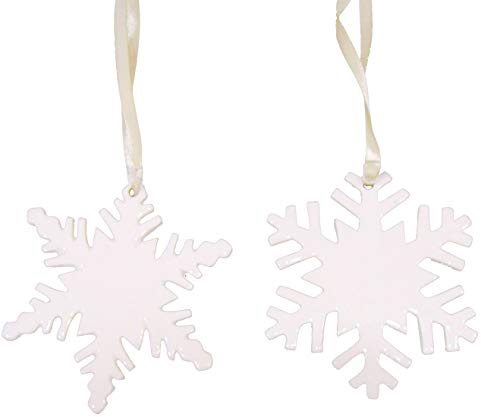 Dio dekorativer Baum-Anhänger Schneeflocke Porzellan cremeweiß Preis für 2- er Set