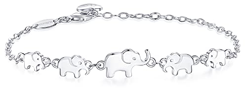 BlingGem Armband für Damen 925 Sterling Silber 5 Generationen Elefanten Armband für Urgroßmutter Großmutter Mutter Tochter Tierschmuck Geschenk für Frauen