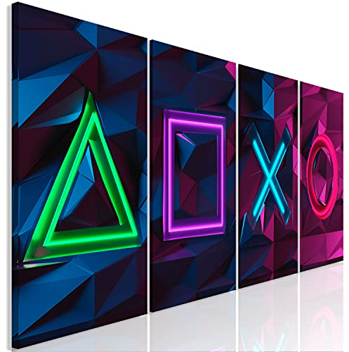 murando - Wanbilder Set XXL mehrtlge für Gamers Spielkonsole Vlies Leinwandbild 4 tlg 160x60 cm Kunstdruck Wanbilder Set XXL Gamingzimmer Wanddekoration Gaming Deko Design Jugendzimmer Wand Bild