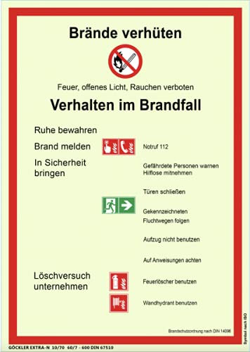 Brandschutzordnung Teil A ISO7010 DIN 14096 nachleuchtend