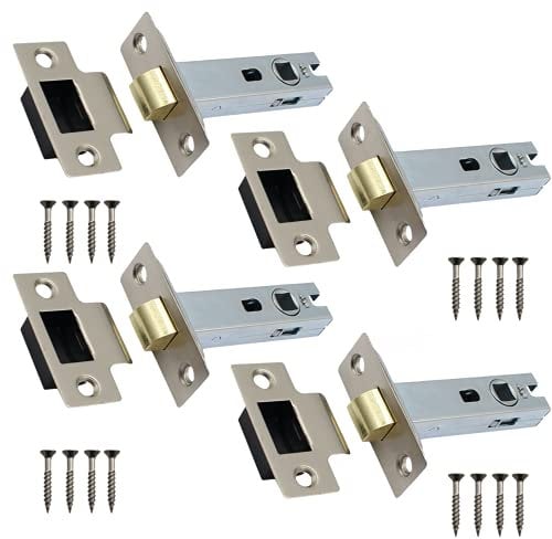 Tubular Latches Mortice Door Latch | Satin Nickel | 2.5 Inch / 66mm | Pack of 4
